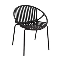 Chaises de salle à manger de terrasse Chaises empilables avec design respirant Style d'art moderne simple (Lot de 2), Pieds en métal + dossier en plastique, Noir