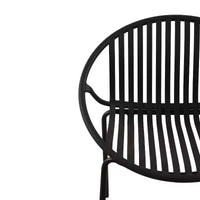 Chaises de salle à manger de terrasse Chaises empilables avec design respirant Style d'art moderne simple (Lot de 2), Pieds en métal + dossier en plastique, Noir