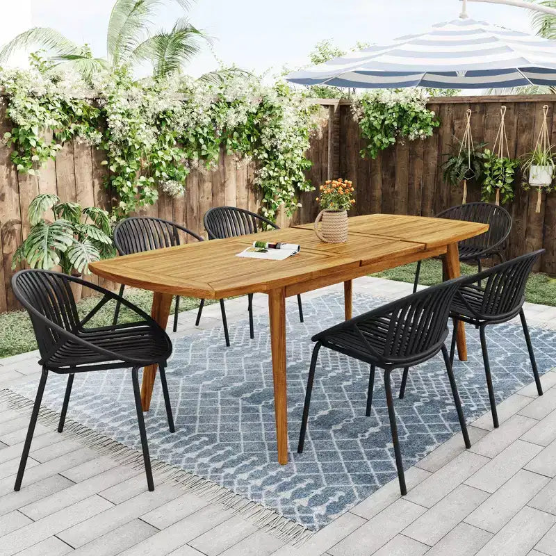 Chaises de salle à manger de terrasse Chaises empilables avec design respirant Style d'art moderne simple (Lot de 2), Pieds en métal + dossier en plastique, Noir