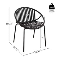 Chaises de salle à manger de terrasse Chaises empilables avec design respirant Style d'art moderne simple (Lot de 2), Pieds en métal + dossier en plastique, Noir