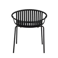 Chaises de salle à manger de terrasse Chaises empilables avec design respirant Style d'art moderne simple (Lot de 2), Pieds en métal + dossier en plastique, Noir