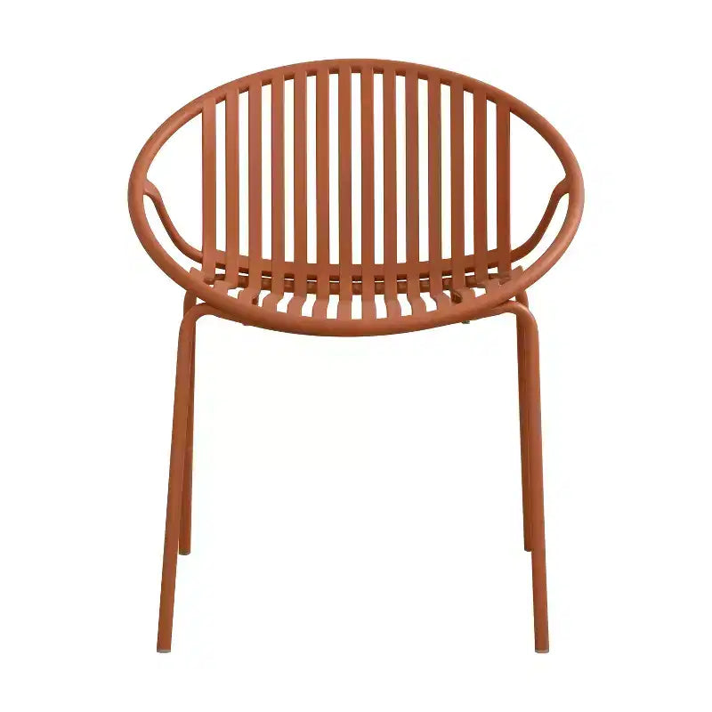 Chaises de salle à manger empilables avec design respirant Style artistique moderne et simple (lot de 2), pieds en métal + dossier en plastique, orange
