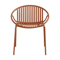 Chaises de salle à manger empilables avec design respirant Style artistique moderne et simple (lot de 2), pieds en métal + dossier en plastique, orange