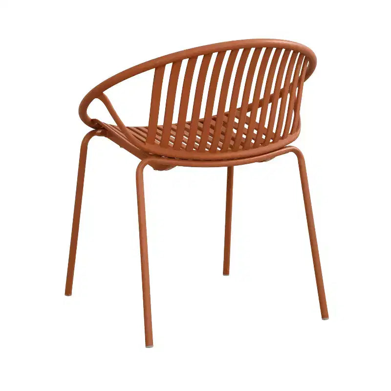 Chaises de salle à manger empilables avec design respirant Style artistique moderne et simple (lot de 2), pieds en métal + dossier en plastique, orange
