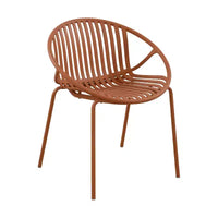 Chaises de salle à manger empilables avec design respirant Style artistique moderne et simple (lot de 2), pieds en métal + dossier en plastique, orange