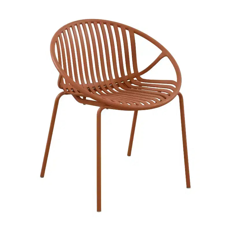 Chaises de salle à manger empilables avec design respirant Style artistique moderne et simple (lot de 2), pieds en métal + dossier en plastique, orange