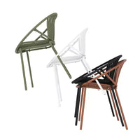 Chaises de salle à manger empilables avec design respirant Style artistique moderne et simple (lot de 2), pieds en métal + dossier en plastique, orange