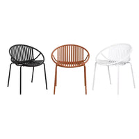 Chaises de salle à manger empilables avec design respirant Style artistique moderne et simple (lot de 2), pieds en métal + dossier en plastique, orange