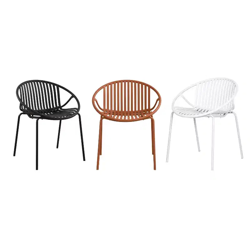 Chaises de salle à manger empilables avec design respirant Style artistique moderne et simple (lot de 2), pieds en métal + dossier en plastique, orange