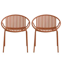 Chaises de salle à manger empilables avec design respirant Style artistique moderne et simple (lot de 2), pieds en métal + dossier en plastique, orange