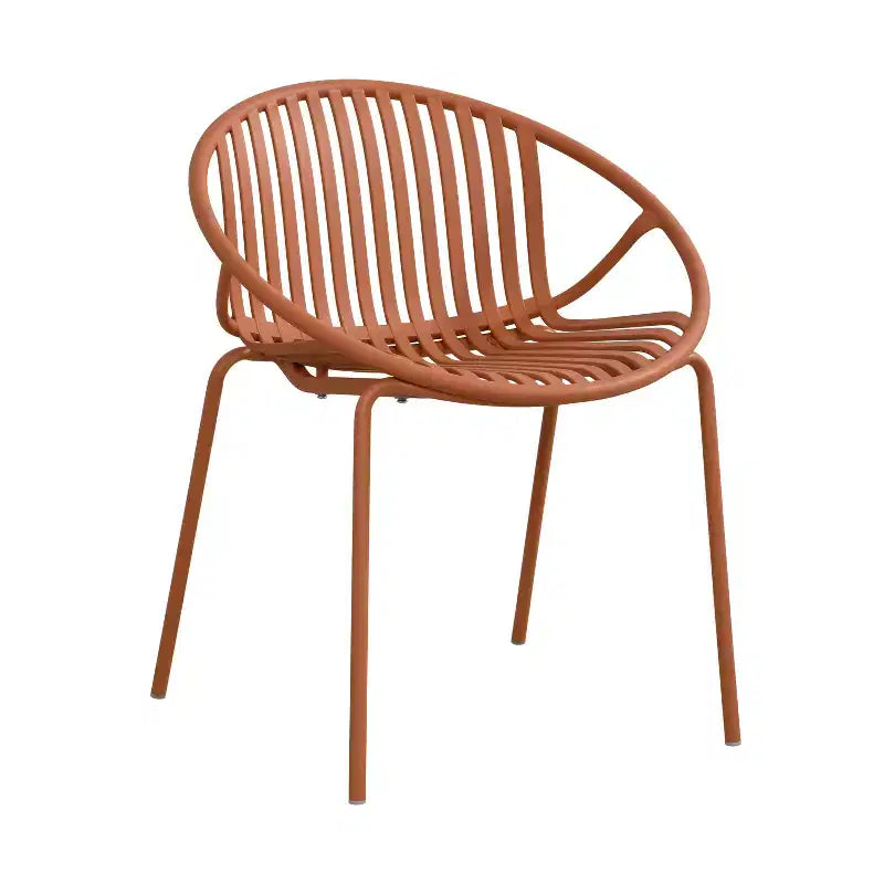 Chaises de salle à manger empilables avec design respirant Style artistique moderne et simple (lot de 2), pieds en métal + dossier en plastique, orange