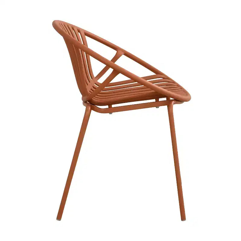 Chaises de salle à manger empilables avec design respirant Style artistique moderne et simple (lot de 2), pieds en métal + dossier en plastique, orange