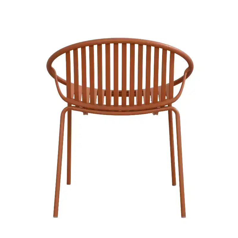Chaises de salle à manger empilables avec design respirant Style artistique moderne et simple (lot de 2), pieds en métal + dossier en plastique, orange