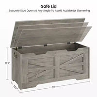 Banc de rangement polyvalent en bois avec couvercle à charnière de sécurité – Coffre de style ferme et organisateur de jouets pour entrée, salon, chambre à coucher