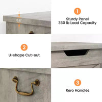 Banc de rangement polyvalent en bois avec couvercle à charnière de sécurité – Coffre de style ferme et organisateur de jouets pour entrée, salon, chambre à coucher