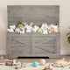 Versatile Wooden Storage Bench with Safety Hinge Lid - Farmhouse Style Chest and Toy Organizer for Entryway, Living Room, Bedroom