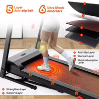 Tapis de course pliable 3.5 CV pour la maison avec inclinaison et 71 entraînements, capacité de 136 kg, application avec cours d'entraînement gratuits, deux haut-parleurs HiFi, équipement d'exercice