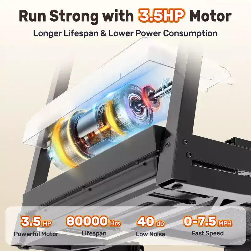 Tapis de course pliant 3.5HP pour la maison avec inclinaison & 71 entraînements, capacité 300 lbs, application avec cours d'entraînement gratuits, doubles haut-parleurs HiFi, équipement de fitness