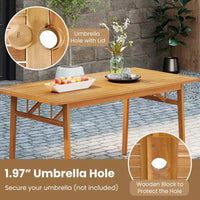 Costway Table à manger en bois d'acacia de 63 po pour 6 personnes, table en bois robuste pour l'intérieur et l'extérieur