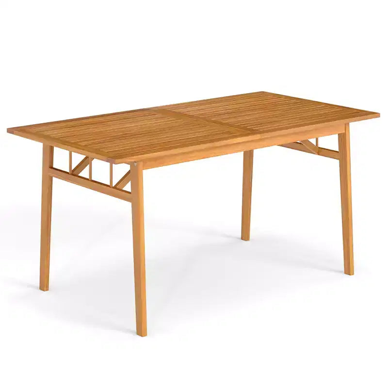Costway Table à manger en bois d'acacia de 63 po pour 6 personnes, table en bois robuste pour l'intérieur et l'extérieur
