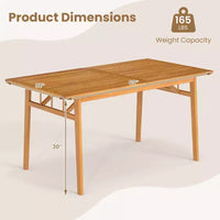 Costway Table à manger en bois d'acacia de 63 po pour 6 personnes, table en bois robuste pour l'intérieur et l'extérieur