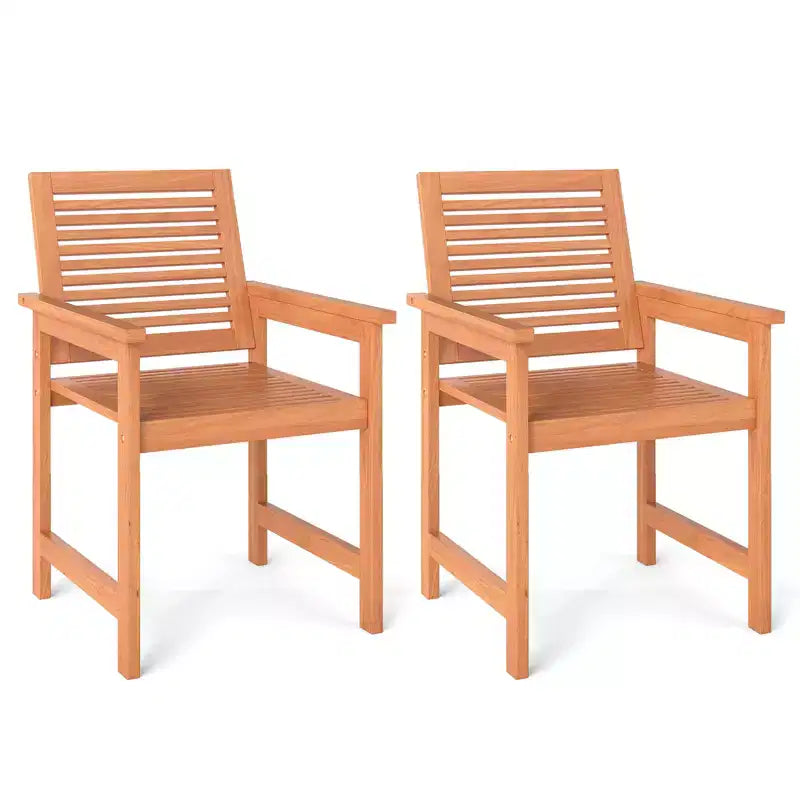 Costway Lot de 2 chaises de terrasse en bois avec dossiers inclinés