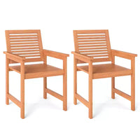 Costway Lot de 2 chaises de terrasse en bois avec dossiers inclinés