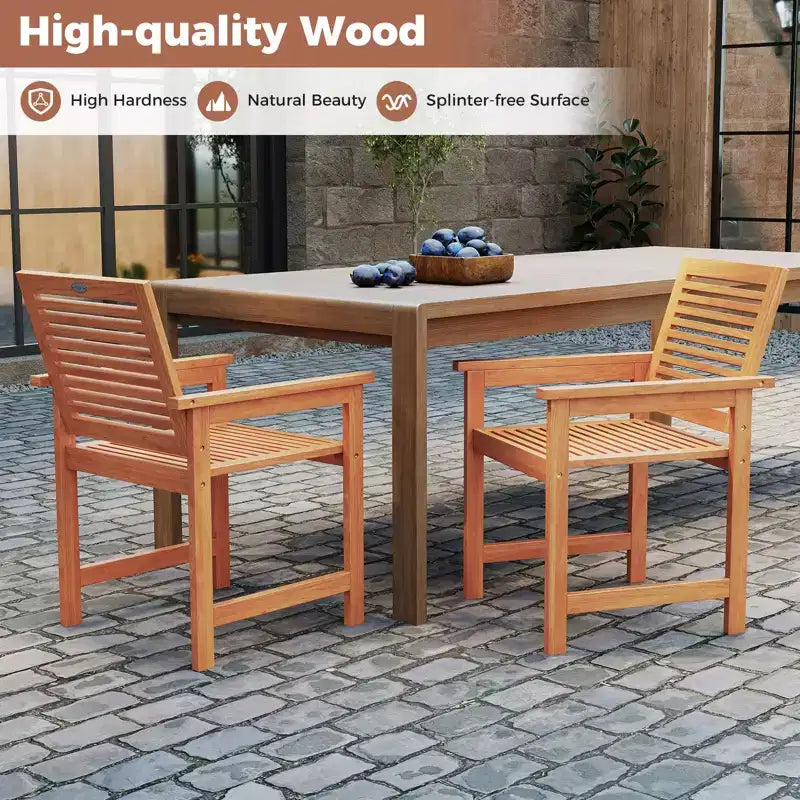 Costway Lot de 2 chaises de terrasse en bois avec dossiers inclinés
