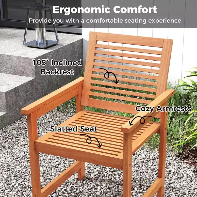 Costway Lot de 2 chaises de terrasse en bois avec dossiers inclinés