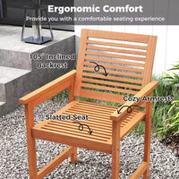 Costway Lot de 2 chaises de terrasse en bois avec dossiers inclinés