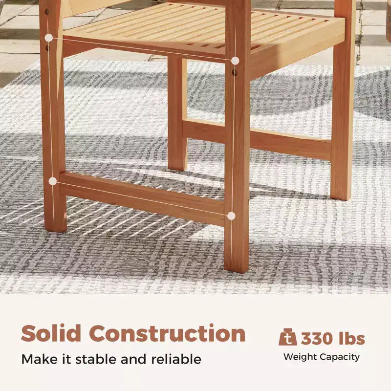Costway Lot de 2 chaises de terrasse en bois avec dossiers inclinés