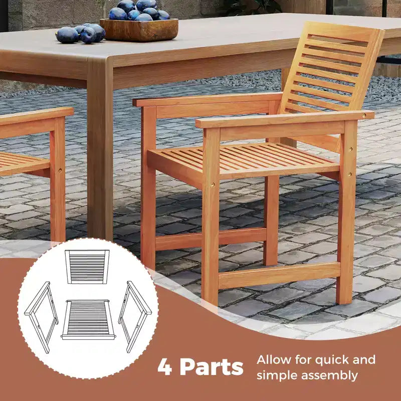 Costway Lot de 2 chaises de terrasse en bois avec dossiers inclinés