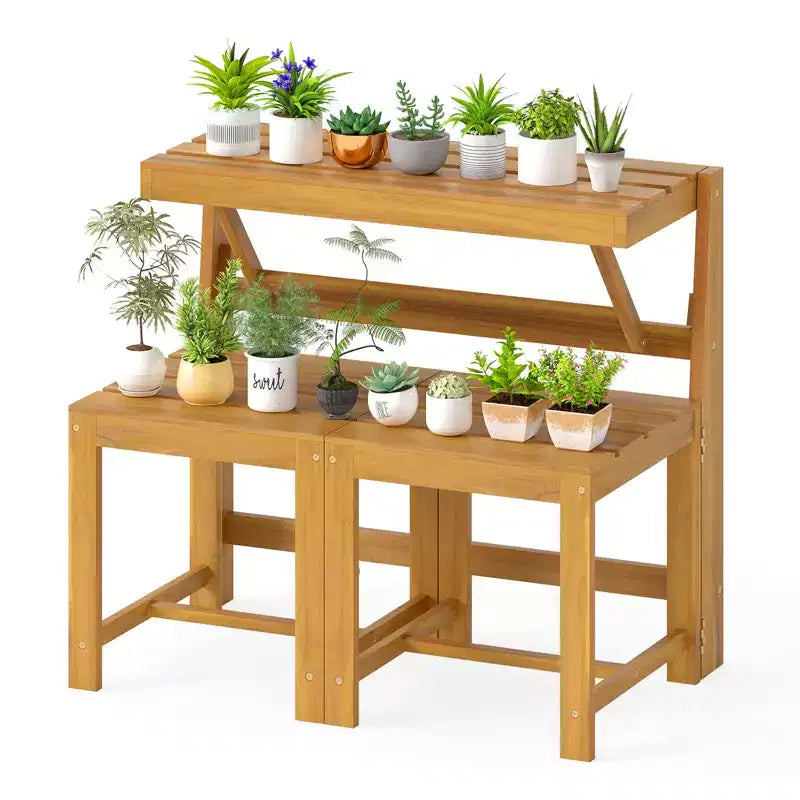 Banc de jardin Costway 3-en-1 en bois d'acacia avec assise à lattes