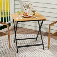 Table pliante Costway 28" pour terrasse avec plateau à lattes, table de bistrot portable