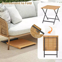 Table pliante Costway 28" pour terrasse avec plateau à lattes, table de bistrot portable
