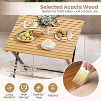 Table pliante Costway 28" pour terrasse avec plateau à lattes, table de bistrot portable