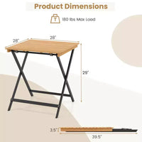Table pliante Costway 28" pour terrasse avec plateau à lattes, table de bistrot portable