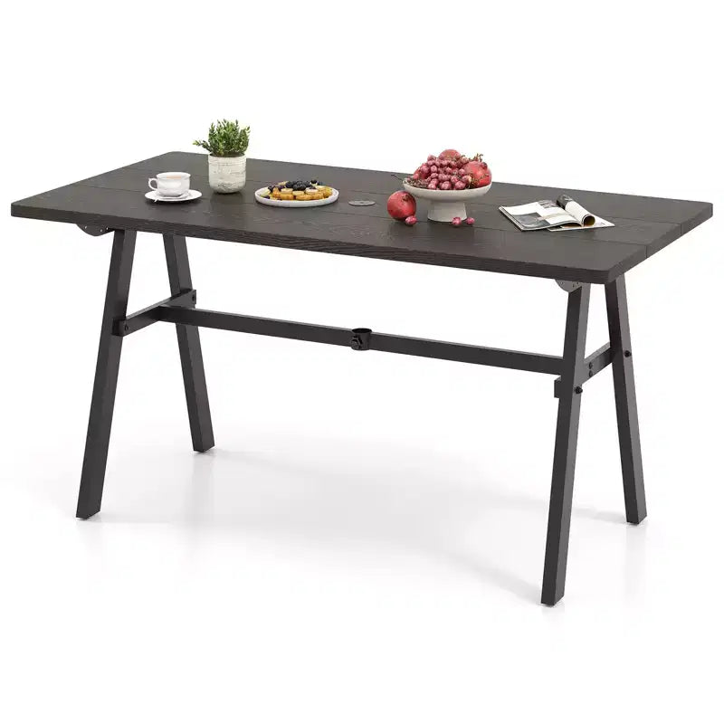 Costway Table à manger de patio rectangulaire antirouille 59 x 29,5 avec trou pour parasol 1,93