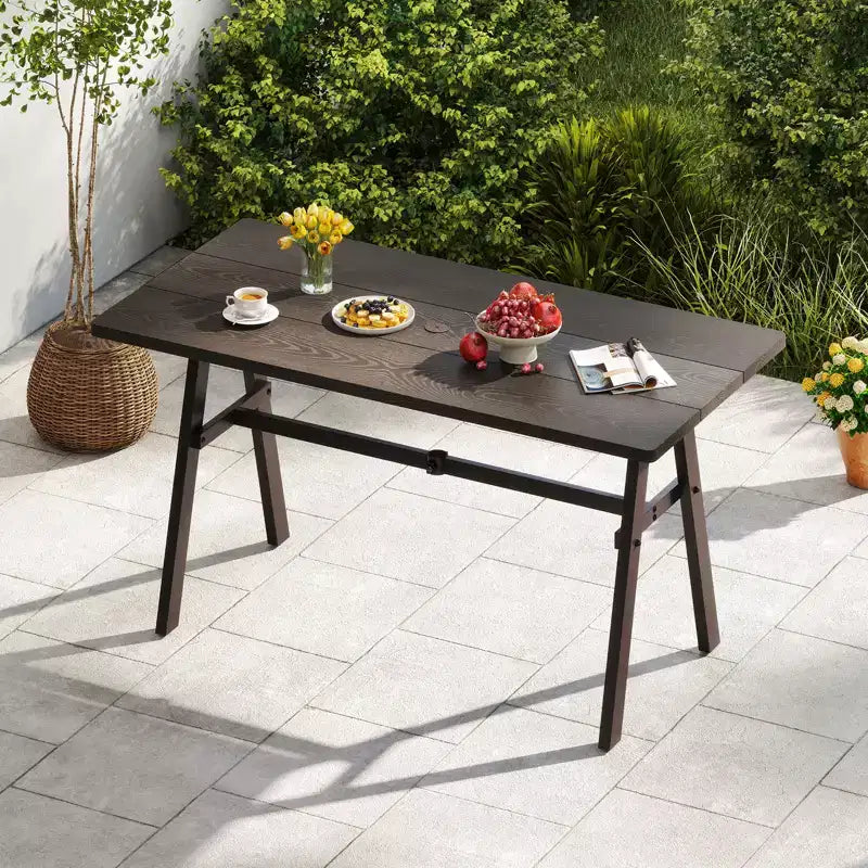 Costway Table à manger de patio rectangulaire antirouille 59 x 29,5 avec trou pour parasol 1,93