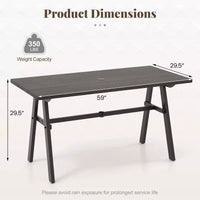 Costway Table à manger de patio rectangulaire antirouille 59 x 29,5 avec trou pour parasol 1,93
