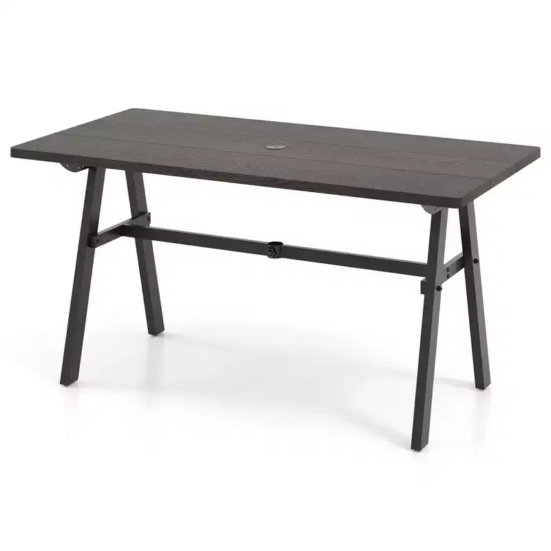 Costway Table à manger de patio rectangulaire antirouille 59 x 29,5 avec trou pour parasol 1,93