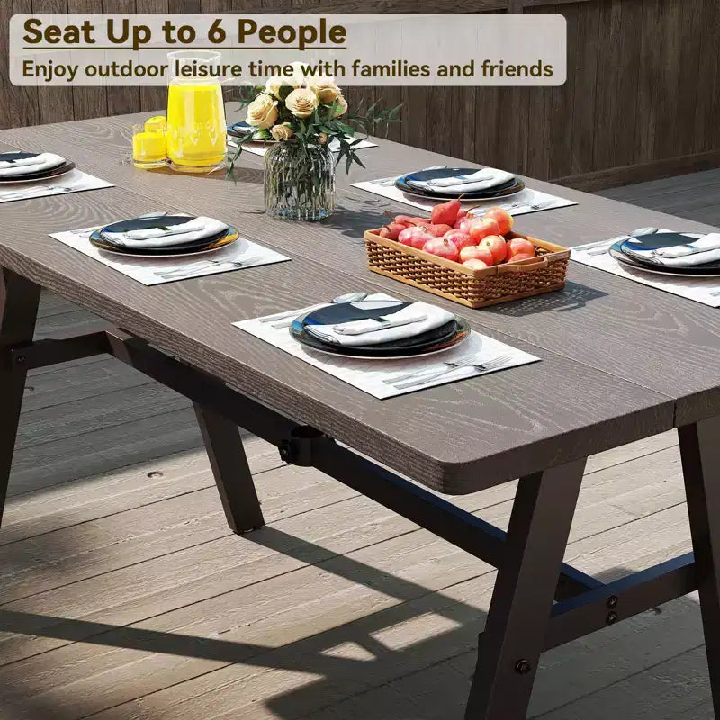 Costway Table à manger de patio rectangulaire antirouille 59 x 29,5 avec trou pour parasol 1,93