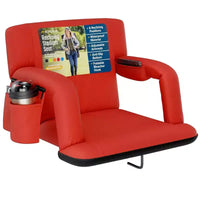 Alpcour Siège de stade inclinable portable 21 pouces de large avec accoudoirs, rouge