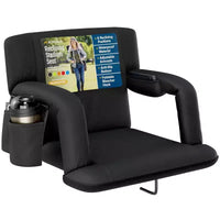 Siège de stade portable inclinable Alpcour de 53 cm de large avec accoudoirs Noir