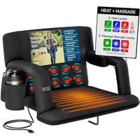 Alpcour Max-Relax Siège de stade chauffant massant extra-large 25in avec accoudoirs, noir