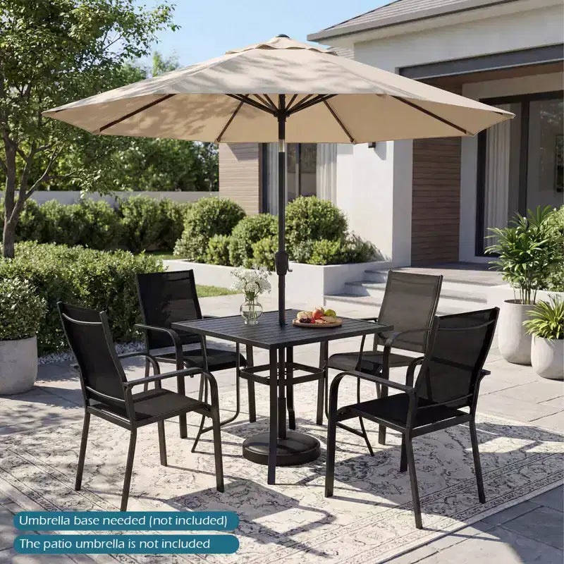 Costway Table de Patio 76 x 36/37 x 37 pour 8/4 Personnes, Table à Manger d'Extérieur en Métal avec Trou de Parasol pour Porche