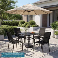 Costway Table de Patio 76 x 36/37 x 37 pour 8/4 Personnes, Table à Manger d'Extérieur en Métal avec Trou de Parasol pour Porche