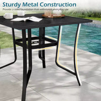Costway Table de Patio 76 x 36/37 x 37 pour 8/4 Personnes, Table à Manger d'Extérieur en Métal avec Trou de Parasol pour Porche