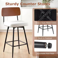 Lot de 2/4 tabourets de bar rembourrés Costway 27 avec dossier en bois et pieds en métal, repose-pieds Noir/Blanc