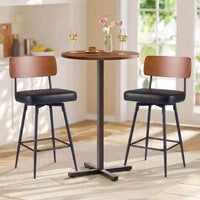 Lot de 2/4 tabourets de bar rembourrés Costway 27 avec dossier en bois et pieds en métal, repose-pieds Noir/Blanc
